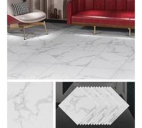 Livelynine 32 Dalles Carrelage Adhesif Sol 30x30 Carrara Marbre Revetement Lino Salle de Bain Dalle PVC Adhesive Sols Gris/Blanc Dalle PVC Sols Cuisine Lino Sol Adhesif Epais