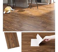 Livelynine 32 Dalles Lino Sol Adhesif Bois Foncé Dalle PVC Adhesive Sol Salle de Bain Cuisine Imperméable Revetement de Sol PVC 90X15CM Rouleau Adhesif Decoratif Mural Salle de Bain Chambre Corridor
