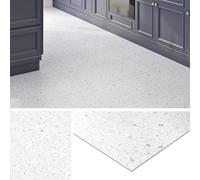 Livelynine 32 Dalles PVC Adhesifs sol Terrazzo Lino pour Cuisine et Carrelage Gris Effet Marbre Gris Clair 30x30 Revêtement Vinyle pour Salle de Bain Corridor Toilette WC