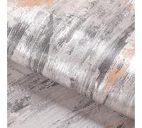 Livelynine 40CM X 10M Papier Peint Adhesif Meuble Autocollant Gris Argenté Effet Beton Lavable Cuisine Sticker Épais Revêtement Vinyl Pour Meuble Salle de Bain Chambre Couloir Tiroir Armoire Placards