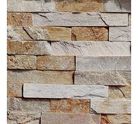 Livelynine 40CM X 10M Papier Peint Motif Brique Adhesif Mural 3D Beige et Gris Papier Pierre Naturelle Autocollant Decoration Chambre Mur Salon Cuisine Salle de Bain Meubles Lavable Vinyle Sticker