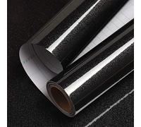 Livelynine Adhésif Papier Peint Brillant 40CM*5M Noir Stickers Meubles Salon Cuisine Salle de Bain Bureau Table Tiroir