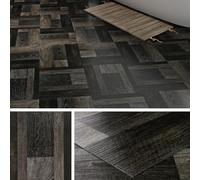 Livelynine Dalle PVC Adhesive Sol Salle de Bain Carrelage Adhesif Sol Cuisine 30x30CM 16-Dalles Lino Sols Adhesif Bois Noir Revetement de Sols PVC Adhésif Bois Foncé Salon Chambre