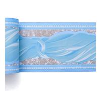 Livelynine Frise Murale Adhésive Enfant de 10CM*10M Rouleau Adhésif Décoratif Lavable Étanche Amovible Frise Papier Peint Bleu pour Chambre d'Enfant Salle de Bain Salon Bordure du Mur Porte Fenêtre