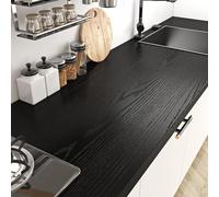 Livelynine Grand papier contact en bois noir de 91,4 x 497,8 cm pour comptoirs de cuisine, papier peint autocollant en vinyle pour comptoir de cuisine, revêtement stratifié