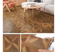 Livelynine Lino Sol Rouleau Effet Parquet Foncé 30x450CM Revetement de Sol PVC en Rouleau Lino Impermeable Dalle PVC Adhesive Sols Bois Marron Retro Carrelage Adhesif Sols Cuisine Salle de Bain Salon