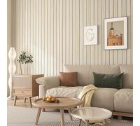 Livelynine Panneau Mural Decoratif Bois Tasseau Clair 90CMx5M Panneau Bois Mural 3D Panneaux Muraux Adhesif Salon Chambre Intérieur Revetement Muraux Adhesif Bureau Epais Papier Peint Chêne Clair