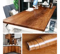 Livelynine Papier Adhesif pour Meuble Cuisine Effet Bois Chêne Foncé 60CM*10M Vinyle Adhesif Bois Chene Lavable Revêtement Plan de Travail Adhésif Rouleau Adhésif pour Meuble Table Bureau