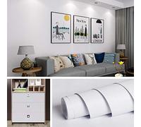 Livelynine Papier Peint Adhésif Blanc Uni de 40CM*5M Papier Peint Adhésif Mural Décoratif Amovible Étanche Lavable Stickers Meubles pour Cuisine Salon Salle de Bain Chambre Placard Armoire Comptoir