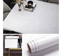 Livelynine Papier Peint Adhésif Bois Blanc Épais de 40CM*5M Film Adhésif pour Meuble Armoire Comptoir Placard Tiroir Papier Vinyle Autocollant Mural Amovible Lavable Étanche