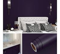 Livelynine Papier peint autocollant amovible violet foncé pour comptoirs, armoires de bureau, murs, papier peint pour chambre à coucher, salle de bain, salon, dortoir, étagères en vinyle 40 x 200 cm