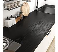 Livelynine Papier peint autocollant autocollant en vinyle grain de bois noir pour armoires, bureaux, meubles de cuisine, comptoirs de cuisine, 61 x 1000,8 cm