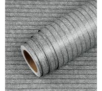 Livelynine Papier Peint Autocollant Mural Gris Aspect Textile 3D Papier Peint Adhesif Mural Chambre 40CMx5M Lavable Film Adhesif pour Meuble Gris Clair Vinyle Adhesif Meuble Gris Motif Commode Tiroirs
