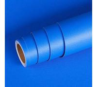 Livelynine Papier Peint Bleu Uni 40CMx10M Lavable Papier Peint Autocollant Mural Uni Chambre Enfant Garçon Rouleau Adhesif Pour Meuble Enfant Film Adhesif pour Meuble Cuisine Bleu Mat Revetement Mural