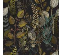 Livelynine Papier peint floral vintage à décoller et à coller Motif feuilles d'or Vert Or Noir Blanc 17,5 x 276 cm