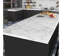 Livelynine Papier Peint Marbre Blanc Mat de 60CM*5M Papier Adhésif pour Meuble Cuisine Salle de Bain Bureau Table Escalier Étagère Revêtement Plan de Travail Adhésif Amovible Imperméable Épais