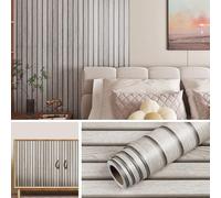 Livelynine Papier Peint Tasseau de Bois 3D Adhésif 40CMx10M Revetement Mural Bois Clair Salon Papier Peint Adhesif Mural Boises Salle de Bain Papiers Adhesif pour Meuble Vinyle Adhésif Beige