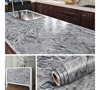 Livelynine Revêtement en Vinyle pour Plan de Travail 60CM de Large Vinyle Marbre Gris Wrap pour Plan de Travail d'Armoire de Cuisine Imperméable Plastique à Dos Adhésif Rouleau pour Cuisine Salle de