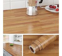 Livelynine Revêtement Plan de Travail Adhésif Bois 60CMx500CM Imperméable Papier Adhesif pour Meuble Cuisine Bois Clair Vinyle Adhesif Meuble Boises Table Armoire Revetement Plan de Travail Cuisine