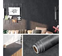 Livelynine Revêtement Plan de Travail Adhésif Cuisine 40CMx10M Lavable Rouleau Adhesif Decoratif Mural Noir Mat Papier Adhesif pour Meuble Cuisine Placards Vinyle Adhesif Noir Mat Revetement Mural