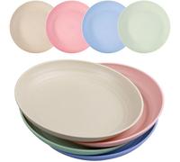 LIVELYPET Lot de 4 assiettes en plastique réutilisables, incassables, de 20 cm, assiettes de camping légères pour pique-nique, salade, pâtes, fête, maison, bureau, passent au lave-vaisselle et au