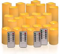 LIVEN Set of 24 Waterproof Outdoor Flameless Candles, LED Candles with 4 Remote and Timer,(D2.2 X H4 ”5” 6” inch),for Christmas,Halloween,Wedding,Festival [Energy Class
