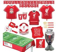 Liverpool Ensemble de fournitures de fête officielles de 77 pièces pour 6 personnes, avec ballons et vaisselle | Pour anniversaire et célébration du match