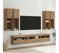 Living - meuble tv mural complet Vidaxl Ensemble de meuble TV mural avec éclairage LED avec LED 7 pcs
