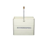 Living Nostalgia KitchenCraft - Boîte de Rangement en Métal pour Produits de Ménage, Poignée en INOX et Bois à Suspendre, Collection, 33 x 21 x 26 cm - Crème