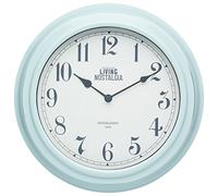 Living Nostalgia KitchenCraft - Horloge Murale Vintage, Affichage Analogique, Plastique et Verre, 25.5 cm - Bleu Vintage