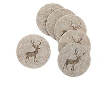 LivingActive Tjark Dessous de verre lot de 6 Beige Tête de cerf