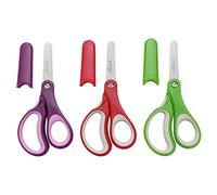 LIVINGO Lot de 3 ciseaux pour enfants gauchers et droitiers, pointe émoussée en acier inoxydable pointue pour enfants scolaires, enseignants, papier à découper, couleurs assorties