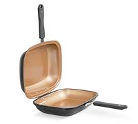LIVINGTON Black Doubletta | Poêle réversible | Cuisiner, rôtir, griller, poignée ergonomique | convient pour tous les types de plaques de cuisson | Revêtement non adhésif