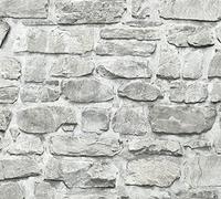 Livingwalls 368461 368461 Panneau autocollant 3D en pierre naturelle Blanc/gris 2,50 m x 0,52 m