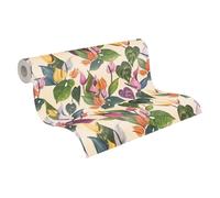 livingwalls Anna D'Andrea papier peint intissé Floral 10,05 m x 0,53 m - crème, vert, rose, multicolore - papier peint feuilles - 782101