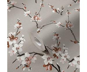 Livingwalls Blumentapete 385204 Papier peint intissé style vintage Gris marron 10,05 x 0,53 m Fabriqué en Allemagne