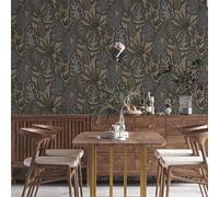 Livingwalls Famous Garden 393465 Papier peint intissé Motif feuilles Gris/beige/marron 10,05 m x 0,53 m