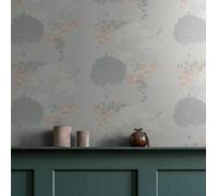 Livingwalls Famous Garden 393501 Papier peint intissé Gris clair blanc rose orange 10,05 m x 0,53 m Fabriqué en Allemagne