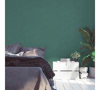 Livingwalls Famous Garden 393512 Papier peint intissé uni Vert pétrole 10,05 m x 0,53 m