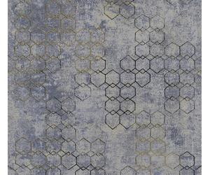 Livingwalls geometric Tapete New Walls Urban Grace Vliestapete blau gold grau 10,05 m x 0,53 m