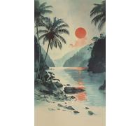 Livingwalls Hot Spots papier peint photo plage 1,59 m x 2,80 m - vert, orange - papier peint baie - 790165