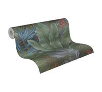 Livingwalls Jungle Paper 396471 en vert, gris, bleu - papier peint à l'aspect de la jungle - floral avec des feuilles de palmier - papier peint de haute qualité sur 10,05m x 0,53m