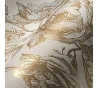 Livingwalls My Home My Spa 387003 Papier peint intissé Motif fleurs dorées et beiges 10,05 x 0,53 m Fabriqué en Allemagne