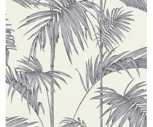 Livingwalls Palmentapete Metropolitan Stories papier peint tropical Lola Paris papier peint intissé gris argenté blanc 10,05 m x 0,53 m