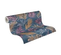 livingwalls papier peint intissé à motif de feuilles bleu, rouge, jaune et violet - papier peint jungle exotique 10,05 m x 0,53 m de COSMOPOLITAN - 791085