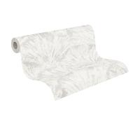 livingwalls papier peint intissé à motif de feuilles en blanc, gris, argenté, métallisé - papier peint décoratif 10,05 x 0,53 m - 781983