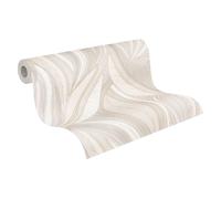 Livingwalls papier peint intissé à motif de feuilles en crème, beige, gris clair, doré, métallisé - papier peint décoratif 10,05 x 0,53 m - 786554