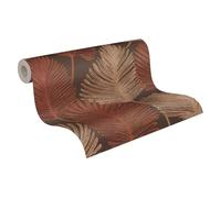 Livingwalls papier peint intissé à motif de feuilles en marron, rouge, beige, métallisé - papier peint décoratif 10,05 x 0,53 m - 786735