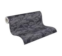livingwalls papier peint intissé avec arbres et branches en bleu, gris - papier peint floral style asiatique 10,05 m x 0,53 m - 790011