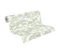 livingwalls papier peint intissé avec arbres et branches en vert, blanc - papier peint floral style asiatique 10,05 m x 0,53 m - 790013